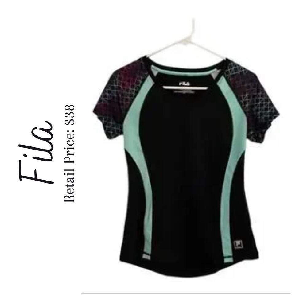 Fila Navy & Bright Teal Running Tee